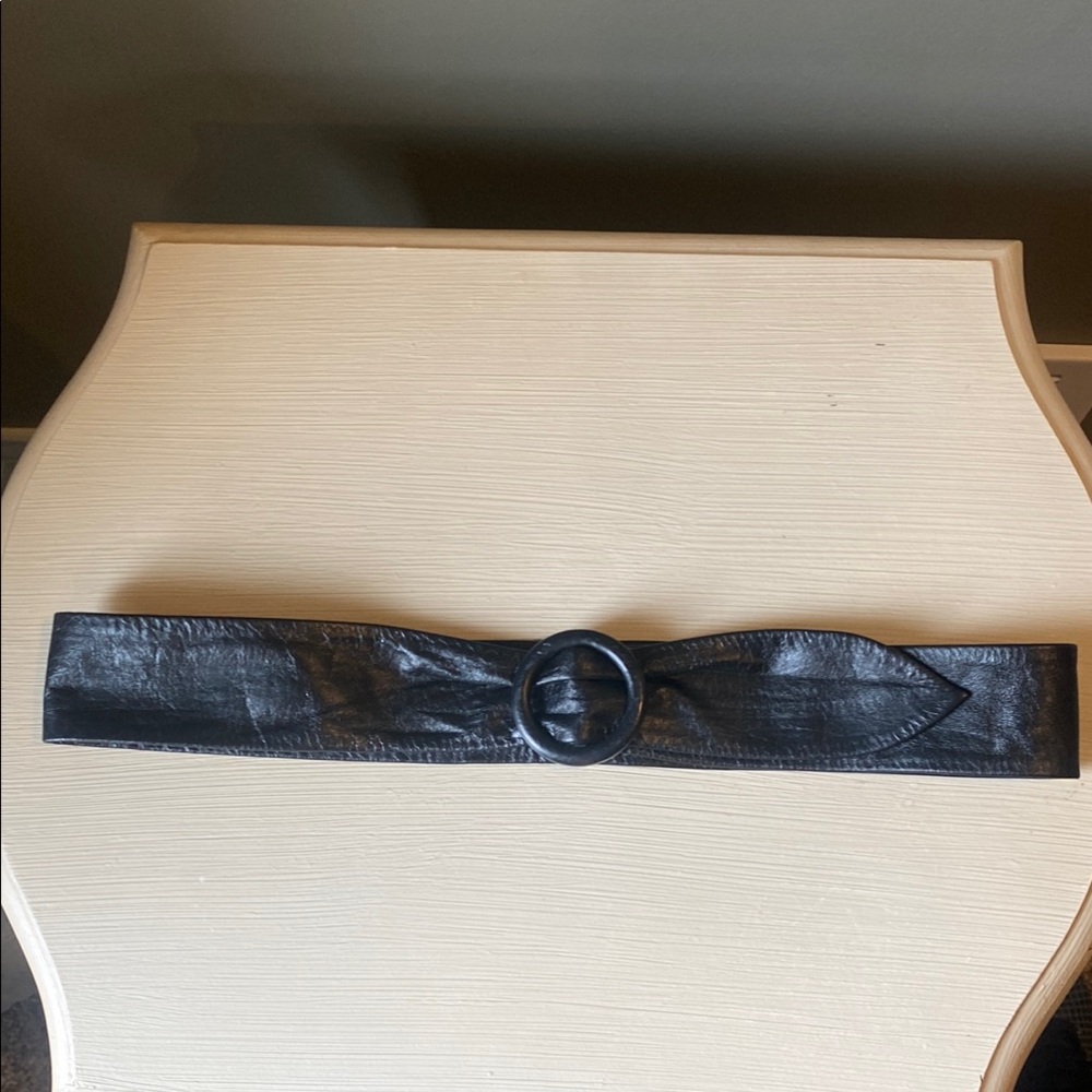 Black Faux Leather Women's Belt